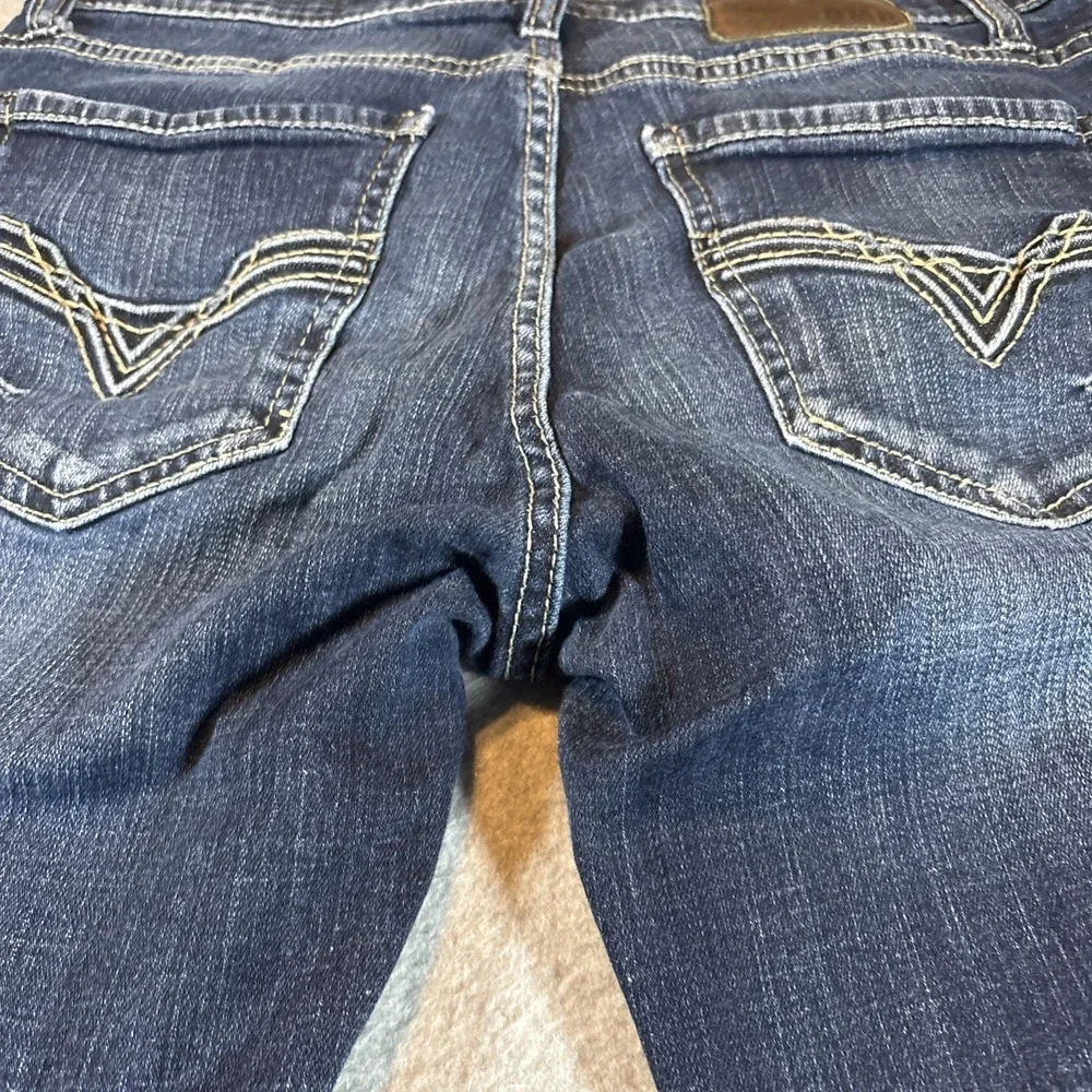BKE Jake Boot Leg Jeans Blue Denim Straight Leg Dark Wash Stretch Mens 32s 32x29